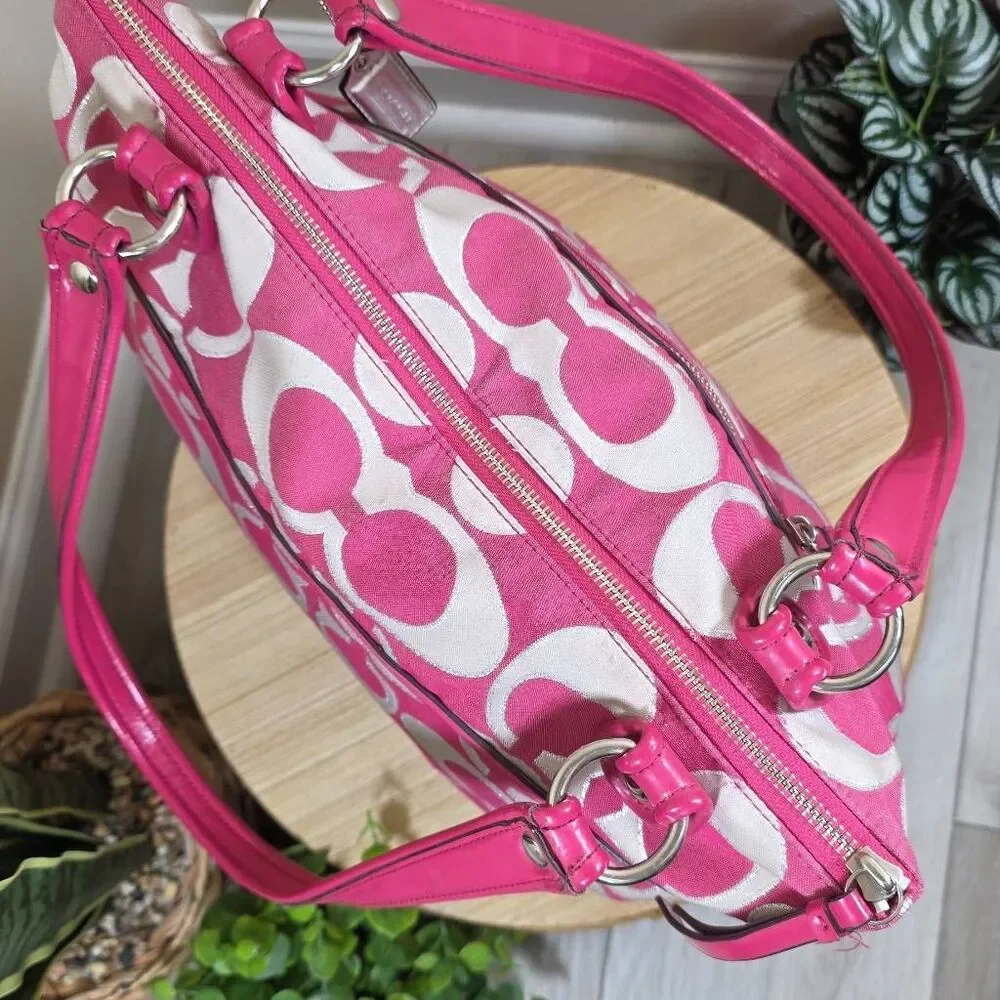 Coach Poppy Metallic Signature Sateen Glam Tote